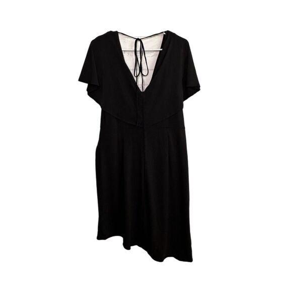 Cushine Black V-neck Mini Dress, Size 10 - Picture 2 of 4